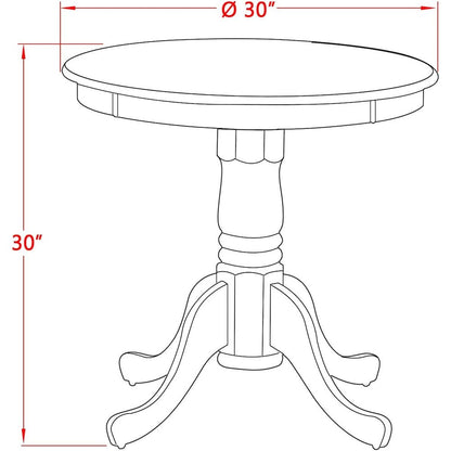 Pedestal Dining Table, Round, Oak and Black Finish, Solid Wood