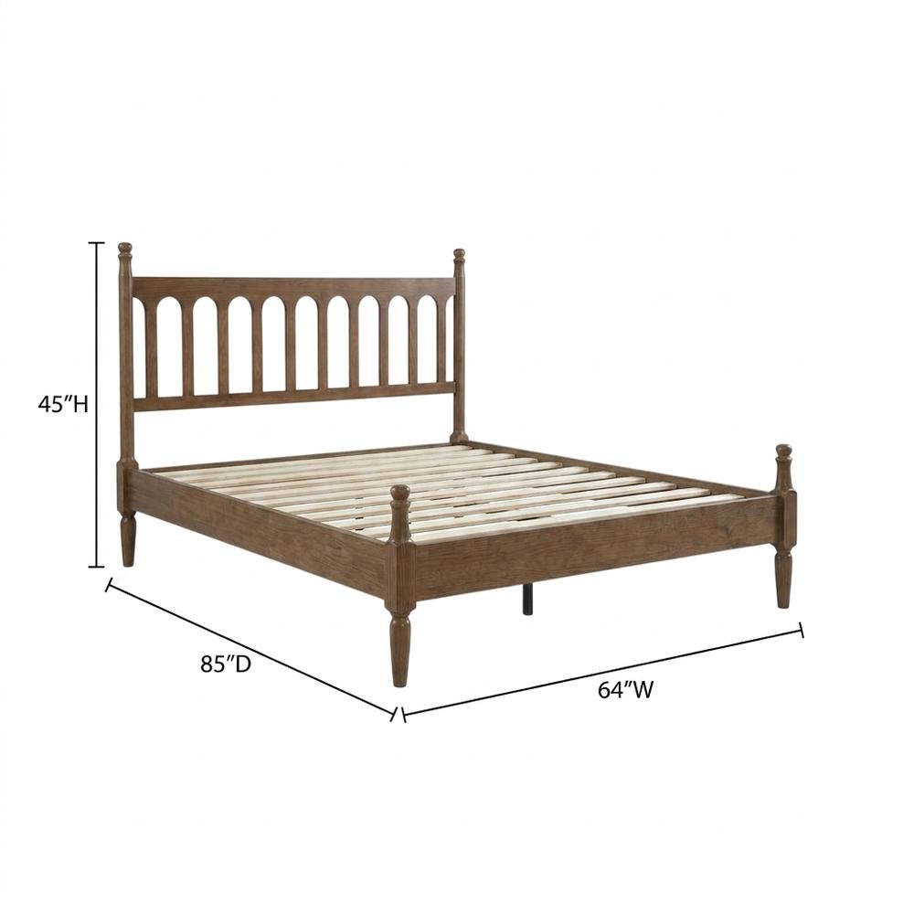 Solid Wood Bed with Headboard, Traditional Platform, Barnwood, Queen