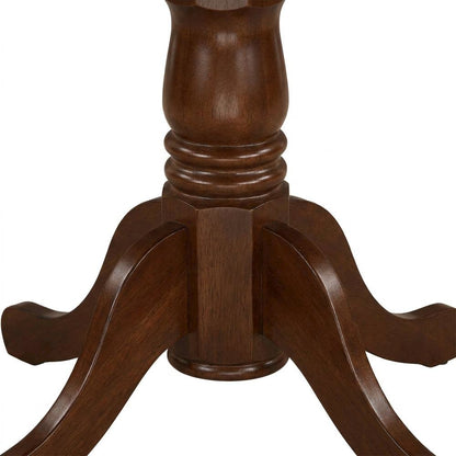 Wood Round Pedestal Dining Table & Chairs 5-Piece Set, Mahogany