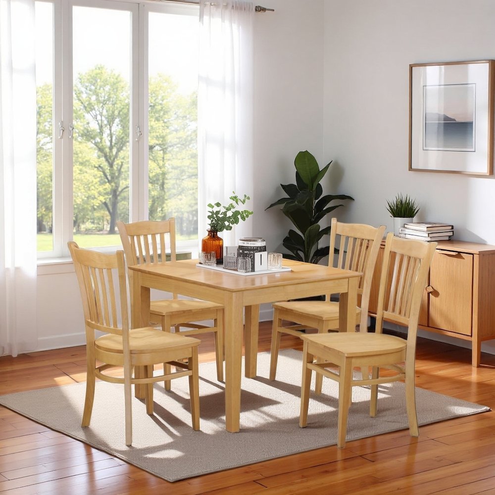 Brown Solid Wood 5 Piece Dining Table Set, Kitchen Table and Chairs