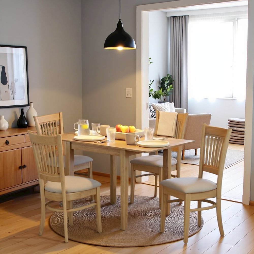 5 Piece Solid Wood Kitchen Table Set with Dining Chairs for Four