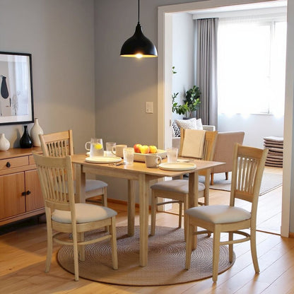 5 Piece Solid Wood Kitchen Table Set with Dining Chairs for Four