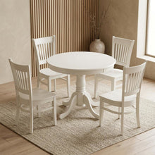 Solid Wood Round Kitchen Dining Table 5-Piece with Slatted Chairs