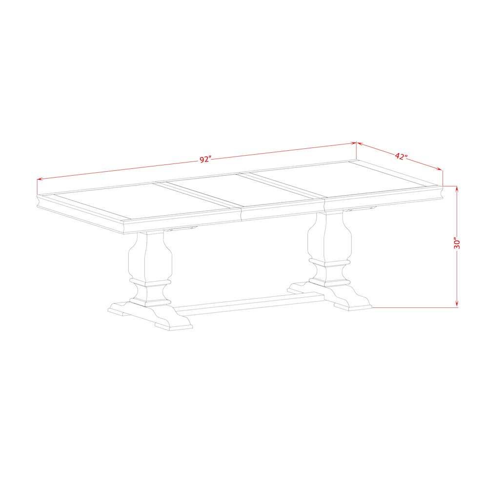 7 piece dining set consists of a wooden table and 6 Linen Fabric dining chairs