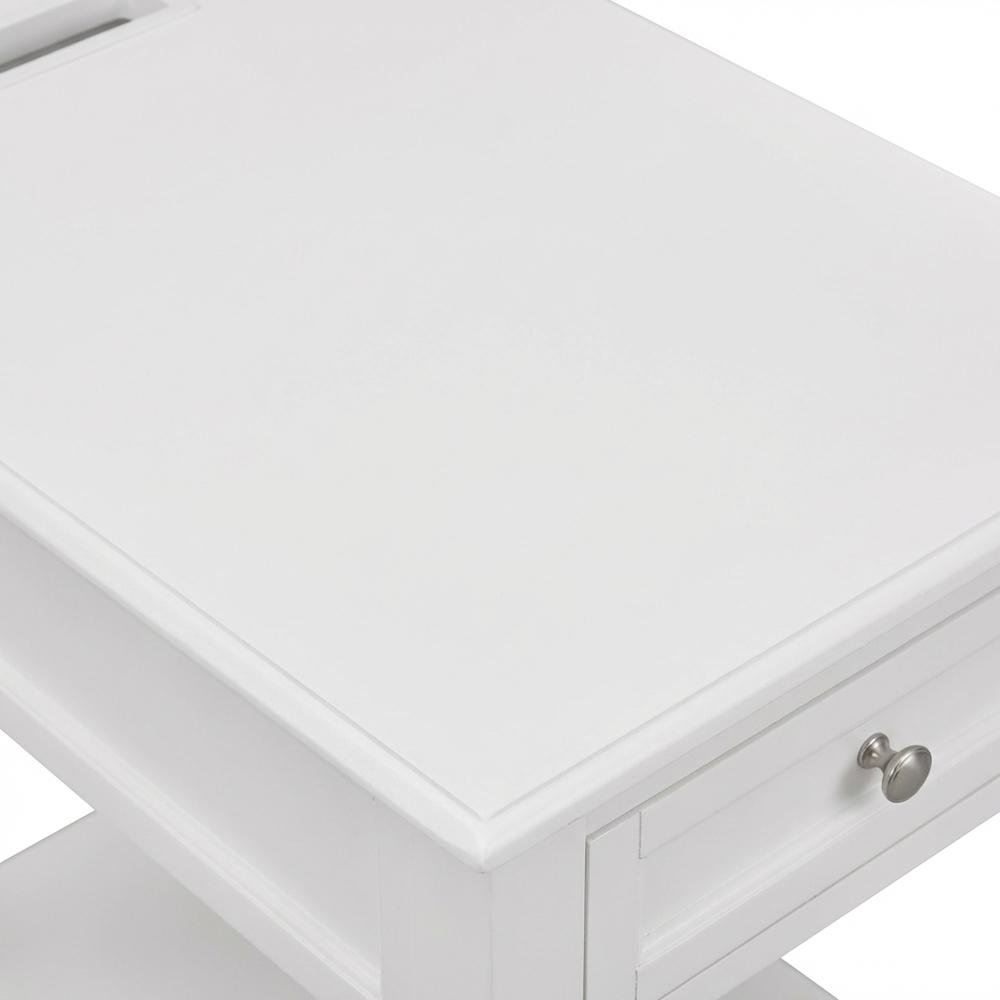 White Modern Night Stand with Single Drawer and Sturdy Construction
