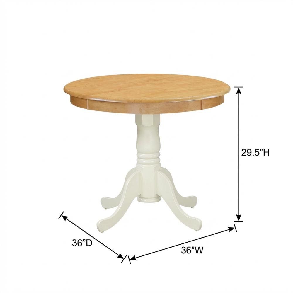 Oak Round Pedestal Dining Table, Traditional Style, Seats 4
