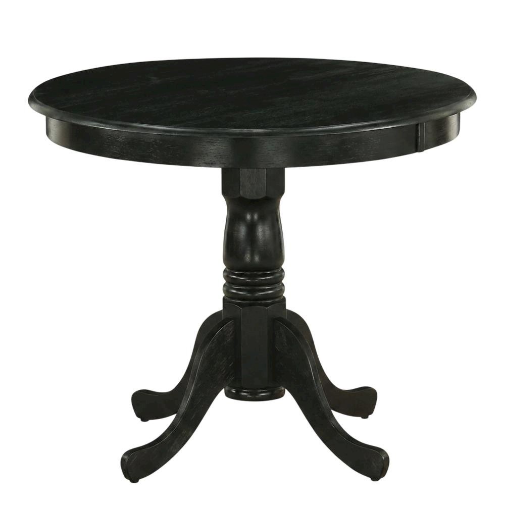 Solid Wood Round Kitchen Table & Chairs 3-Piece Dining Set, Black