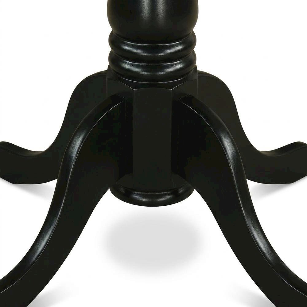 Wood Round Kitchen Table & Chairs 5-Piece Set, Pedestal Base, Black