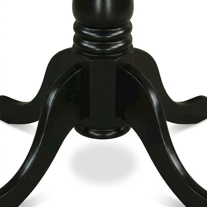 Wood Round Kitchen Table & Chairs 5-Piece Set, Pedestal Base, Black