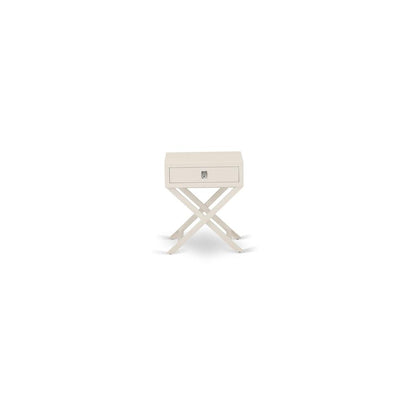 NL19K-1HA05 2 Piece Bedroom Set - 1 Modern Bed White Velvet Fabric Headboard and 1 Modern Nightstand - White Finish Nightstand