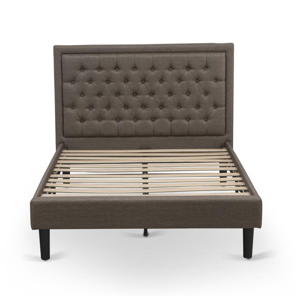 KD18F-1GA0C 2 Pc Wooden Bed Set - Wood Bed Brown Headboard with 1 Night Stand For Bedroom - Black Finish Legs