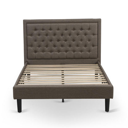 KD18F-1GA0C 2 Pc Wooden Bed Set - Wood Bed Brown Headboard with 1 Night Stand For Bedroom - Black Finish Legs