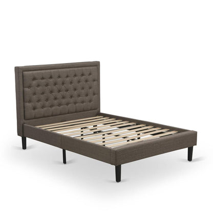 KD18F-1GA0C 2 Pc Wooden Bed Set - Wood Bed Brown Headboard with 1 Night Stand For Bedroom - Black Finish Legs