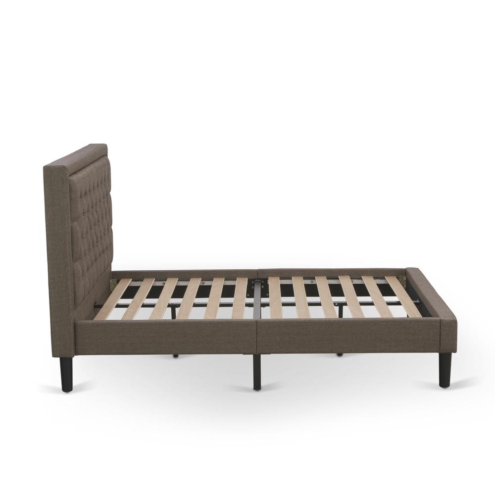 KD18F-1GA0C 2 Pc Wooden Bed Set - Wood Bed Brown Headboard with 1 Night Stand For Bedroom - Black Finish Legs