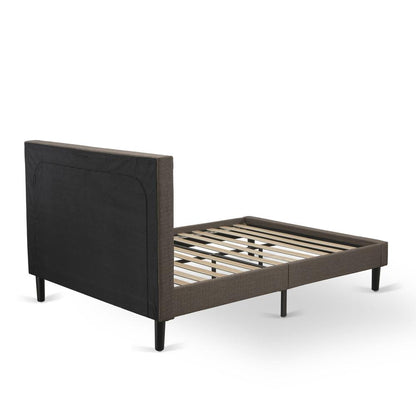 KD18F-1GA0C 2 Pc Wooden Bed Set - Wood Bed Brown Headboard with 1 Night Stand For Bedroom - Black Finish Legs