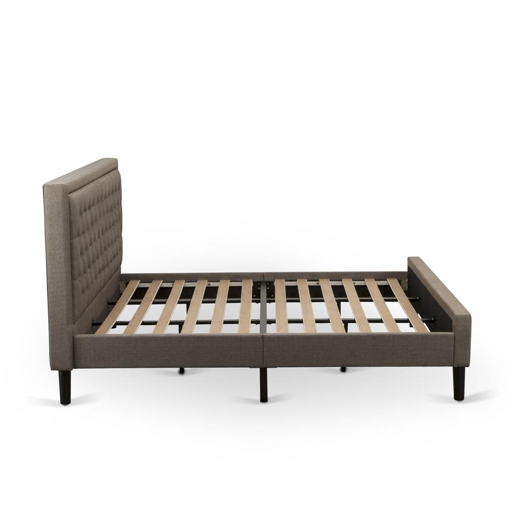 KD18K-1VL06 2 Piece Wood Bedroom Set - Bed Frame Brown Headboard with 1 Wood Night Stand - Black Finish Legs
