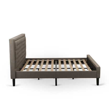 KD18K-1VL06 2 Piece Wood Bedroom Set - Bed Frame Brown Headboard with 1 Wood Night Stand - Black Finish Legs