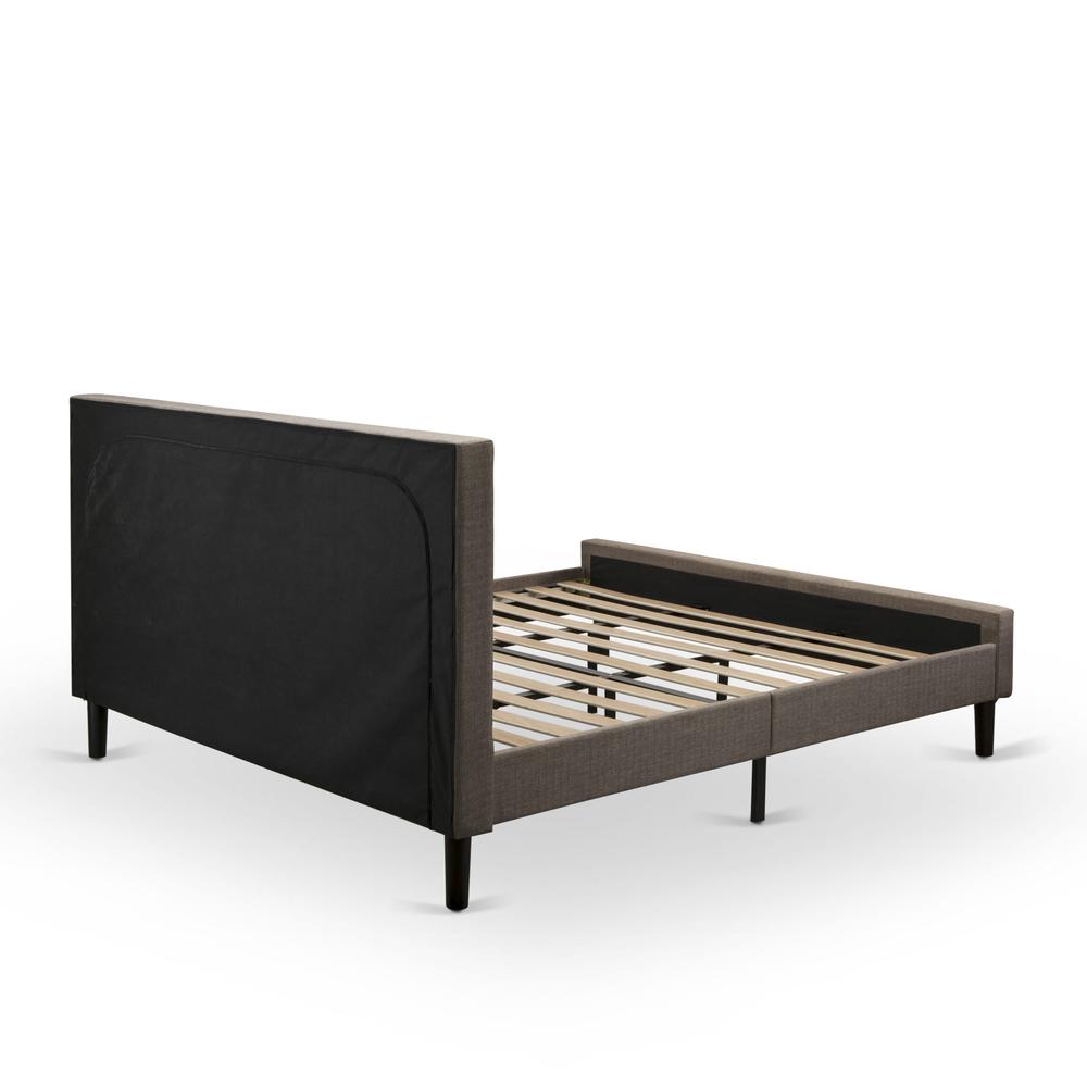 KD18K-1VL06 2 Piece Wood Bedroom Set - Bed Frame Brown Headboard with 1 Wood Night Stand - Black Finish Legs