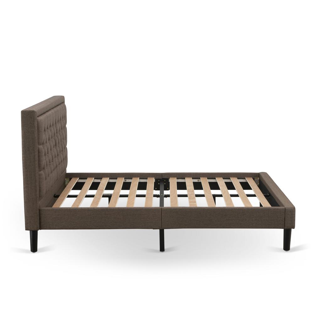KD18Q-1HI07 2 Piece Queen Bedroom Set - Bed Frame Brown Headboard with 1 Wooden Nightstand - Black Finish Legs