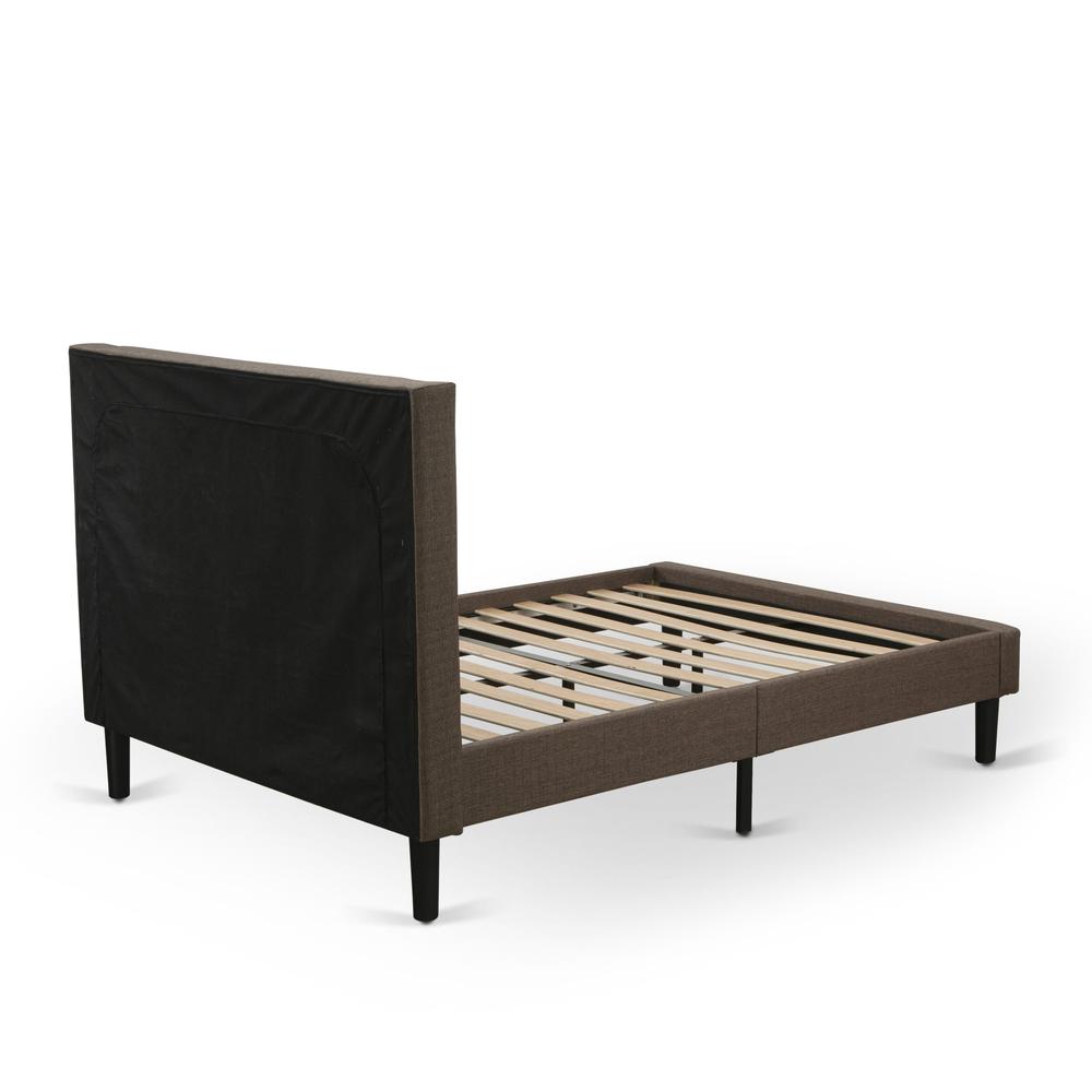 KD18Q-1HI07 2 Piece Queen Bedroom Set - Bed Frame Brown Headboard with 1 Wooden Nightstand - Black Finish Legs