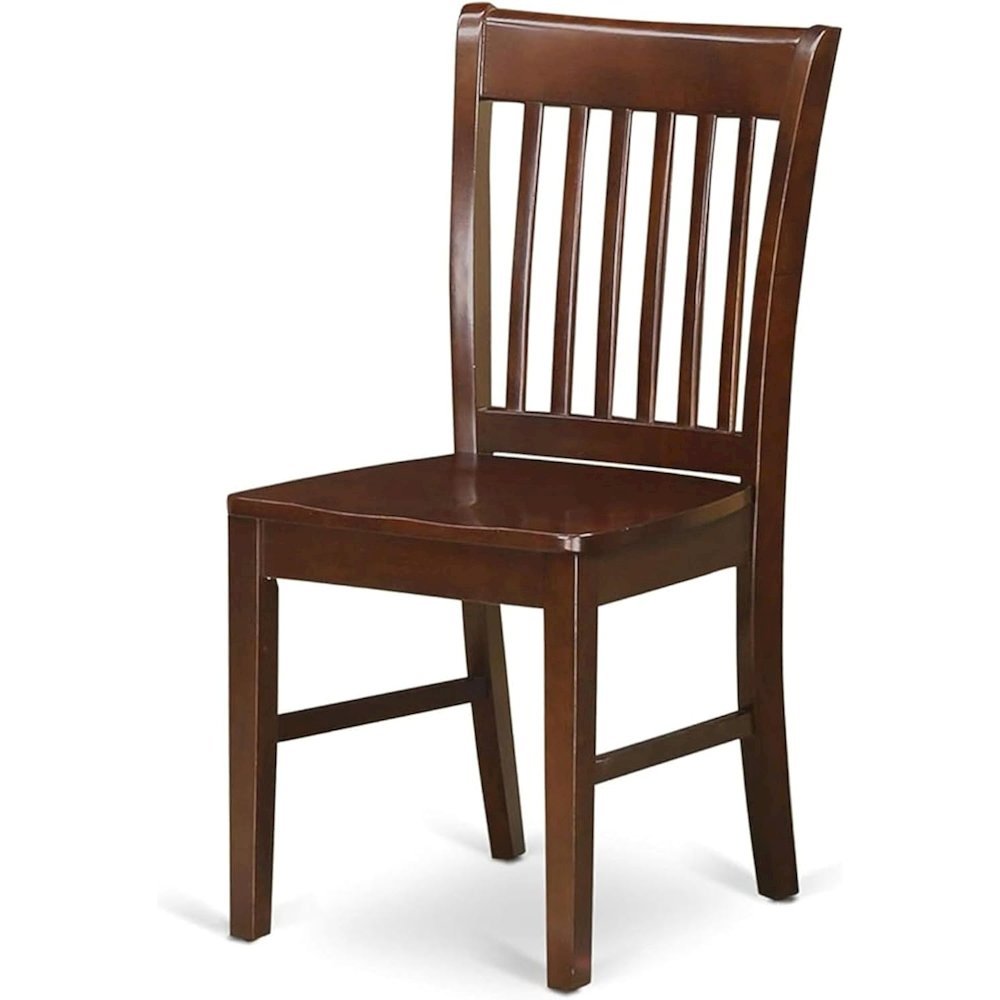 Wood Seat Dining Chair Set of 2, Vertical Slatted Back, Mahogany Finish, Sturdy