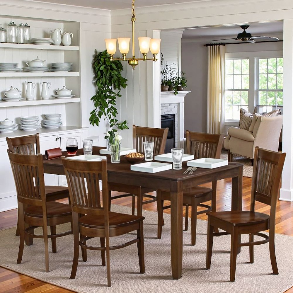 Espresso Kitchen Table and Chairs Set, 7 Pc Dining Table Set for 6