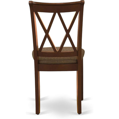 Solid Wood Small Dining Table for 2 with Chairs, Mahogany Brown Finish
