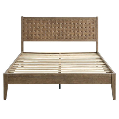 Solid Wood Platform Bed, Headboard & Footboard with Storage, Barnwood, Queen