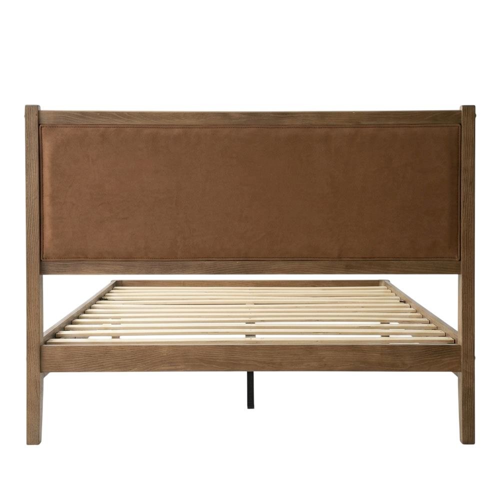 Solid Wood Platform Bed, Headboard & Footboard with Storage, Barnwood, Queen