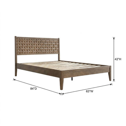 Solid Wood Platform Bed, Headboard & Footboard with Storage, Barnwood, Queen