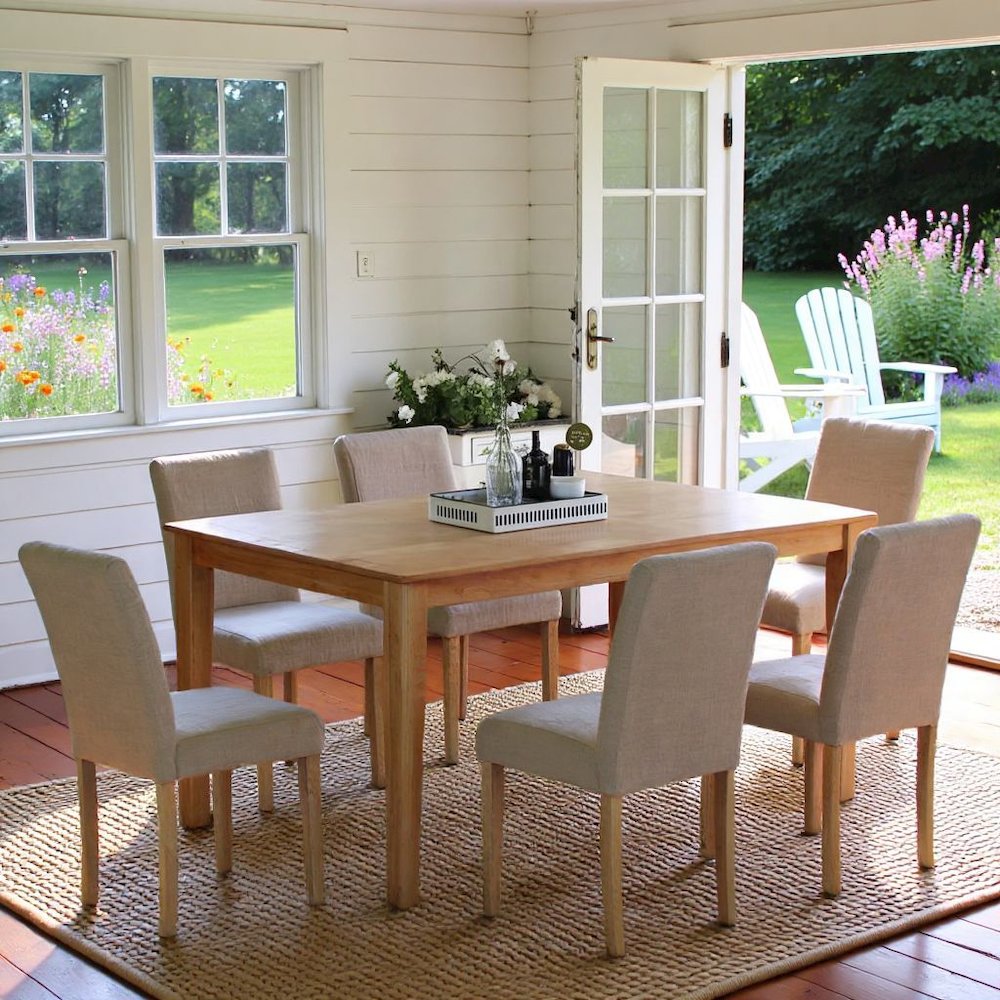 Solid Wood Dining Table Set for 6, Kitchen Table and Chairs in Oak