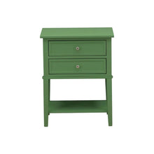 Clover Green Wooden Nightstand with 2 Drawers and Stable Design