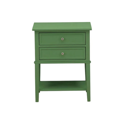 Clover Green Wooden Nightstand with 2 Drawers and Stable Design
