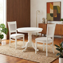 White Solid Wood Dining Table for 2 with Chairs, Small 3 Piece Set