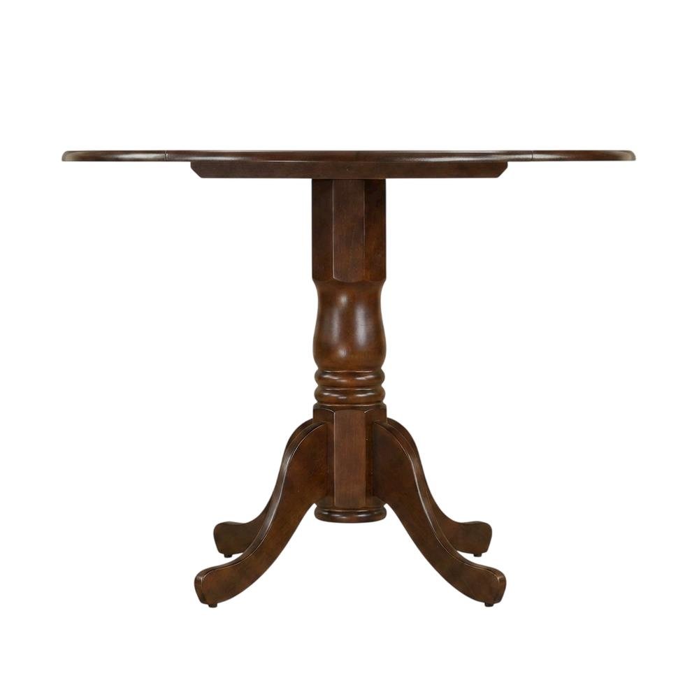 Wood Round Kitchen Table & Chairs 5-Piece Set, Pedestal Base, Mahogany