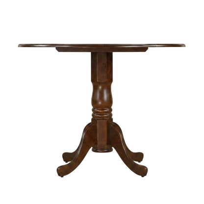 Wood Round Kitchen Table & Chairs 5-Piece Set, Pedestal Base, Mahogany