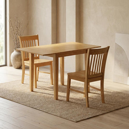 Wood Drop-Leaf Dining Table & Chairs 3-Piece Dining Set, Oak