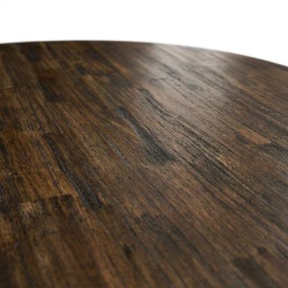 Rustic Round Kitchen Table, Distressed Jacobean Finish, Solid Wood, 48 Inch