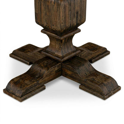 Rustic Round Kitchen Table, Distressed Jacobean Finish, Solid Wood, 48 Inch