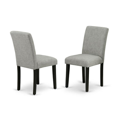 East West Furniture X696AB106-5 5-Pc Modern Dining Table Set - 4 Parson Dining Chairs and 1 Modern Rectangular Cement Kitchen Table Top with High Chair Back - Linen White Finish