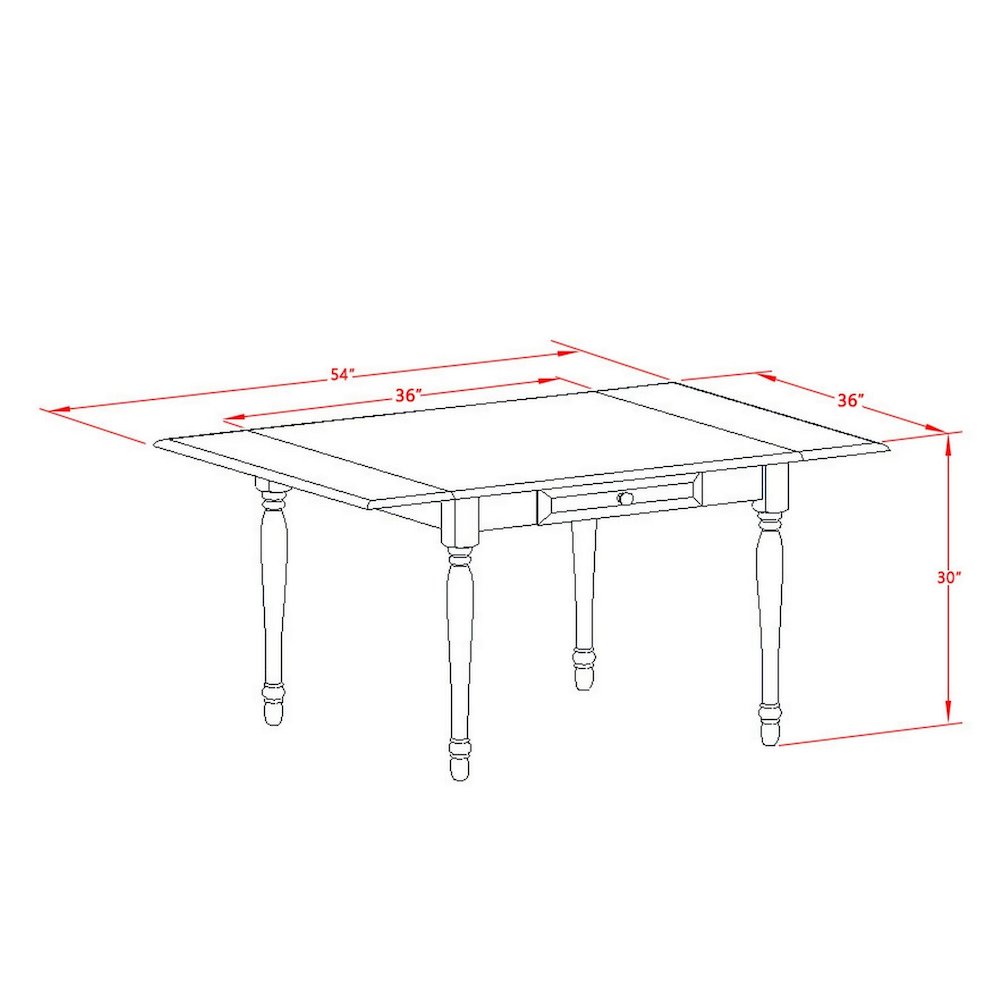 3 Piece Kitchen Table Set Consists of a Rectangle Dining Table with Dropleaf