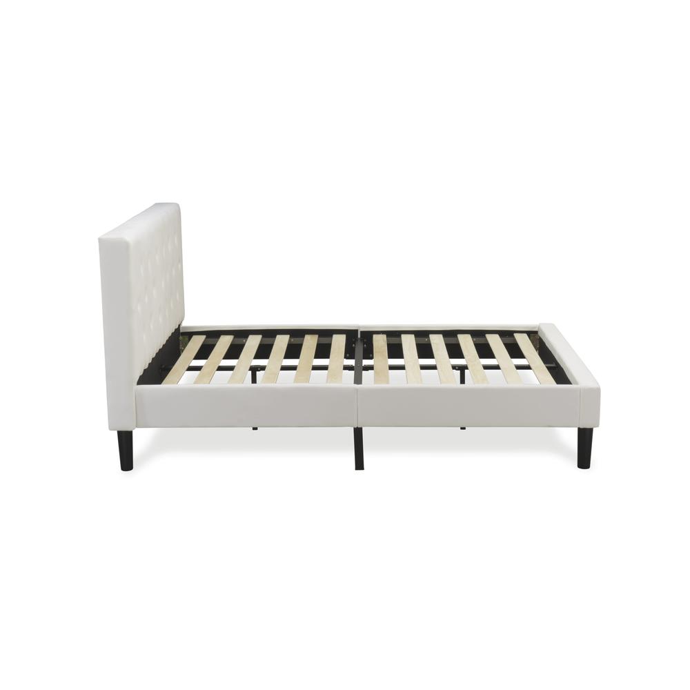 NL19F-1GO05 2 Piece Bedroom Set - 1 Full Size Bed White Velvet Fabric Headboard and 1 Night Stand - White Finish Nightstand