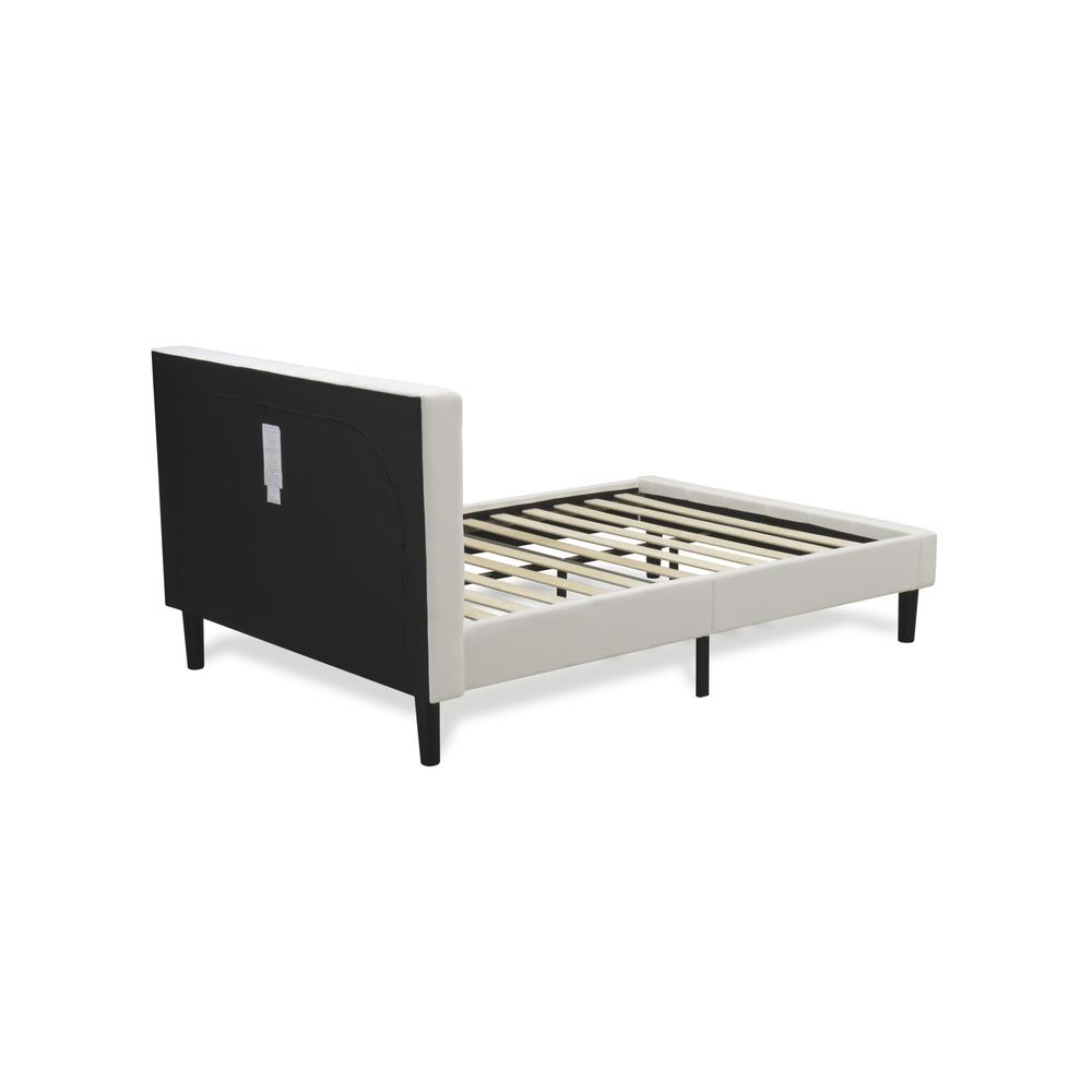 NL19F-1GO05 2 Piece Bedroom Set - 1 Full Size Bed White Velvet Fabric Headboard and 1 Night Stand - White Finish Nightstand