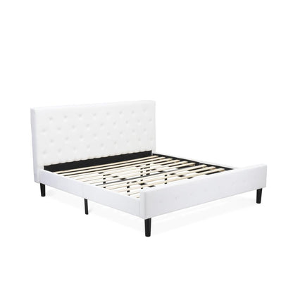 NL19K-2GA13 3 Piece Bed Set - 1 Platform Bed White Velvet Fabric Headboard and 2 Night Stand - Burgundy Finish Nightstand