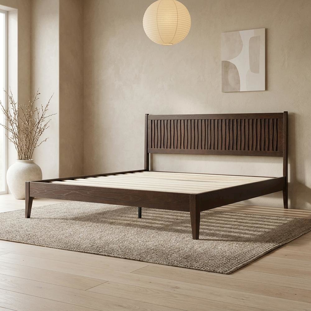 Solid Wood Platform Bed with Headboard & Footboard, King