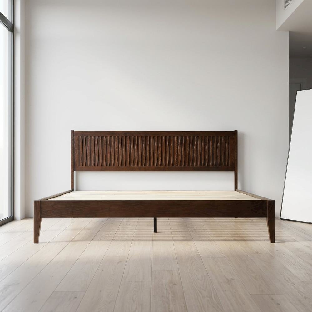 Solid Wood Platform Bed with Headboard & Footboard, King