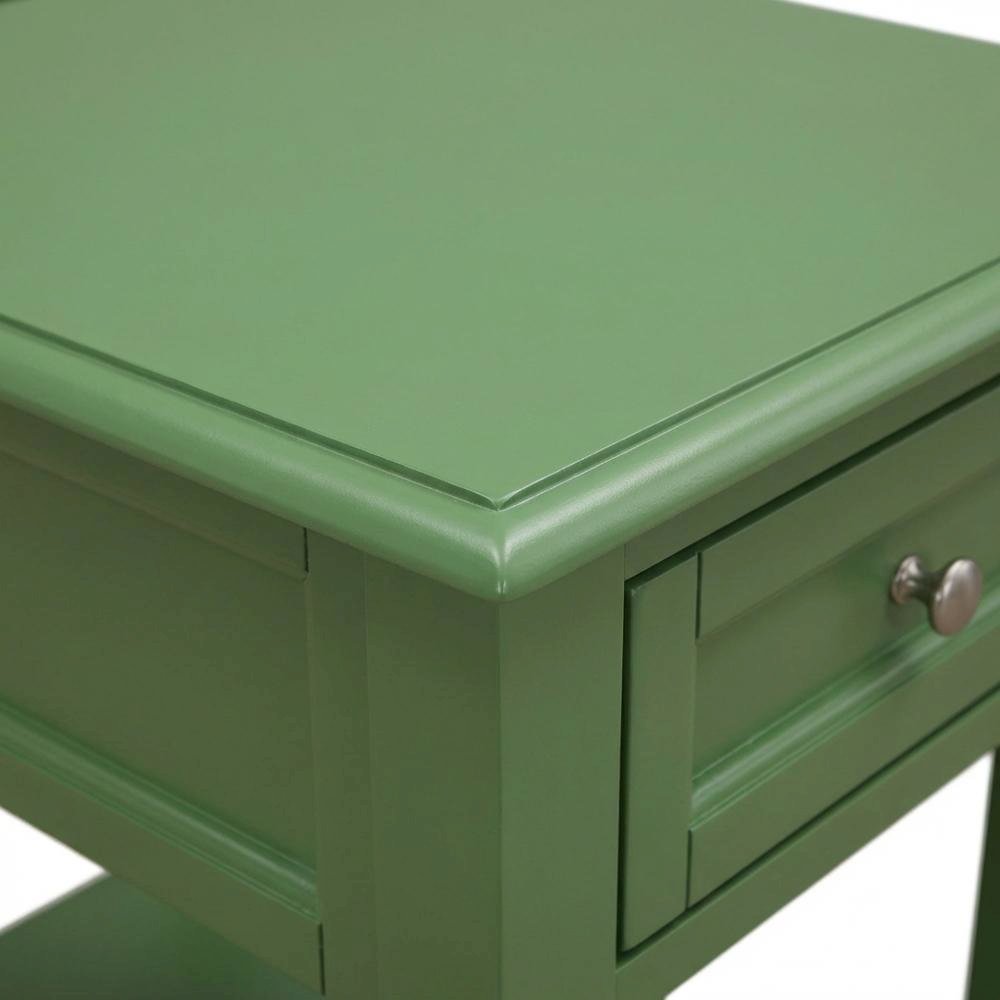 Clover Green Nightstand with Wooden Drawer and Sturdy Construction for Bedroom
