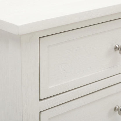 Small Nightstand, 2 Wooden Drawers in Brushed Butter Cream Finish for Bedroom