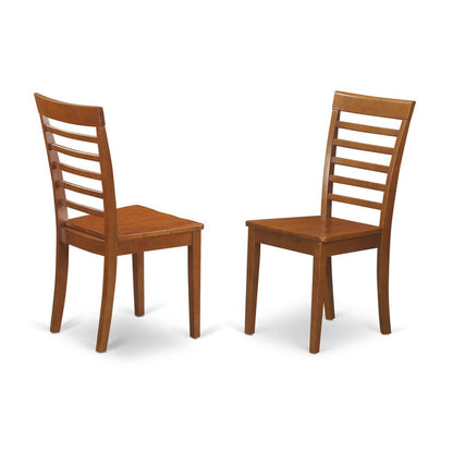 5  PcMilan  with  Leaf  and  4  Wood  Seat  Chairs  in  Saddle  Brown  .
