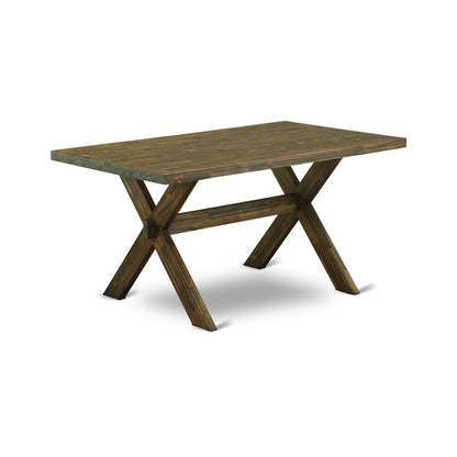 East West Furniture X776FL716-7 - 7-Piece Small Dining Table Set - 6 Kitchen Parson Chairs and a Rectangular Wood Table Solid Wood Frame